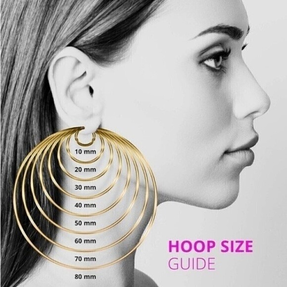 14k Yellow Gold Plated Hoop Earrings 2.25' | New - Picture 7 of 7